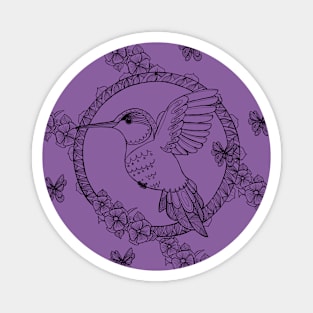 Hummingbird anti-stress&black_purple Magnet